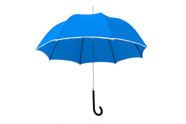 Paraguas azul aislado en blanco