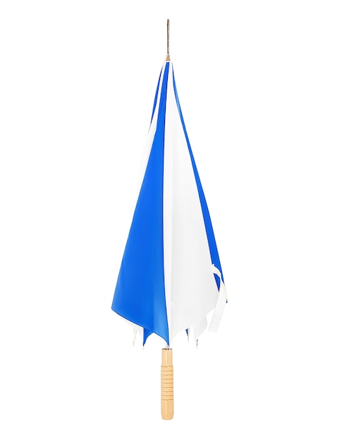 Foto paraguas azul y blanco aislado en blanco