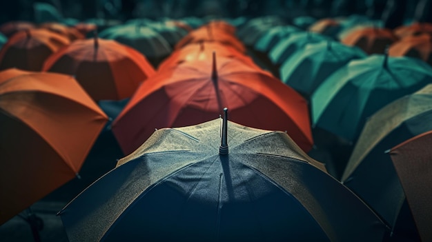 Paraguas coloridos en la lluvia generativa ai.