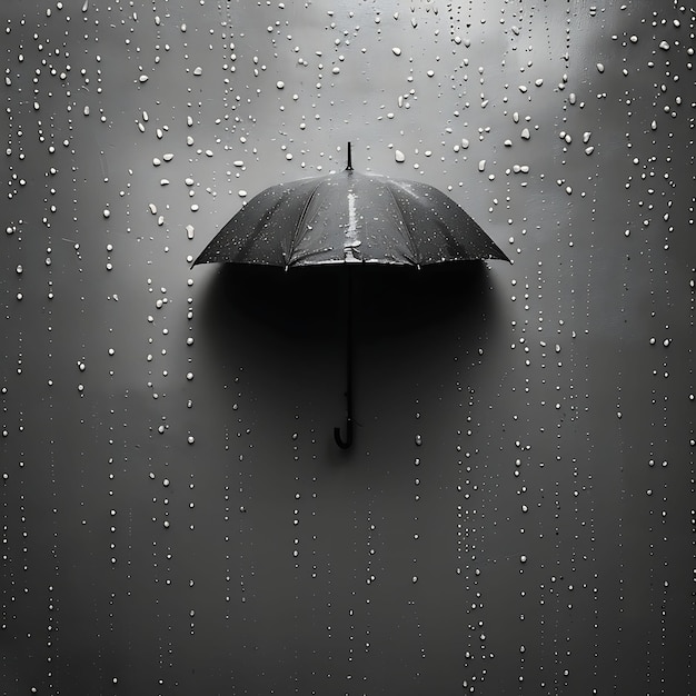 Paraguas como silueta sombra de gota de lluvia en la pared borrosa foto creativa de fondo elegante