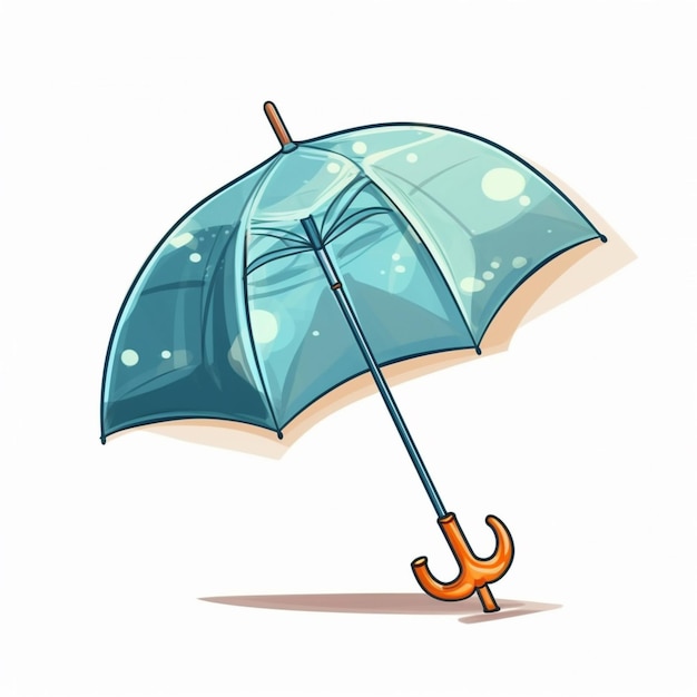 Foto paraguas de dibujos animados con gotas de lluvia azules y amarillas generativas ai