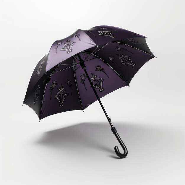 Paraguas gótico negro y púrpura con grabado detallado