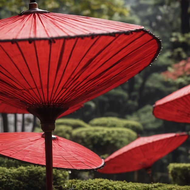 Paraguas japonés rojo aislado