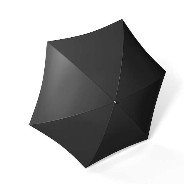 Paraguas negro aislado en blanco. Ilustración de render 3d.