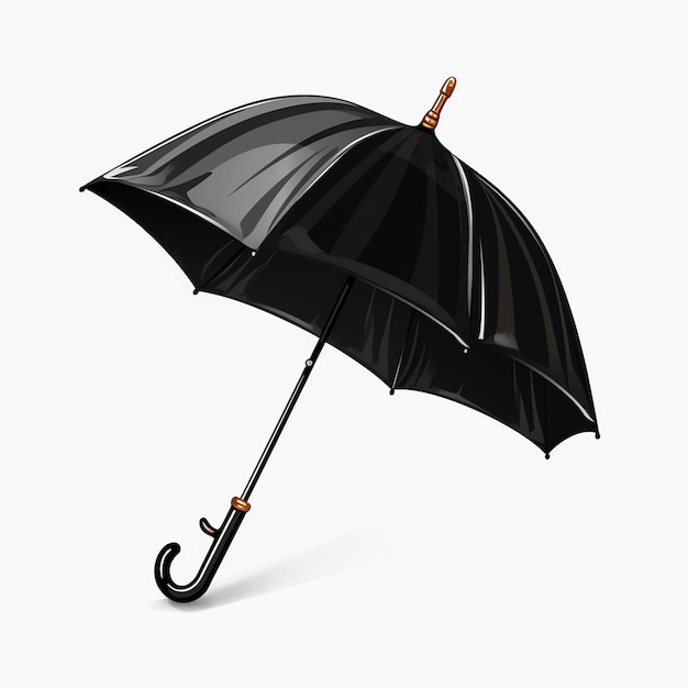 un paraguas negro con mango de madera