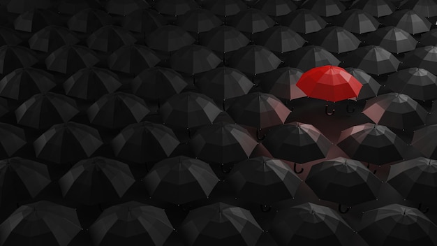Paraguas rojo por concepto de liderazgo