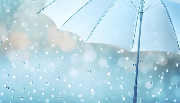Paraguas transparente bajo la lluvia contra gotas de agua salpicaduras de fondo concepto de clima lluvioso