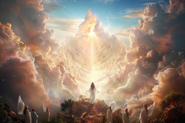 Foto paraíso en el cielo un concepto único central en las enseñanzas religiosas que representa el reino de los cielos como un reino de vida eterna y presencia divina que une la existencia mortal y la realidad trascendente