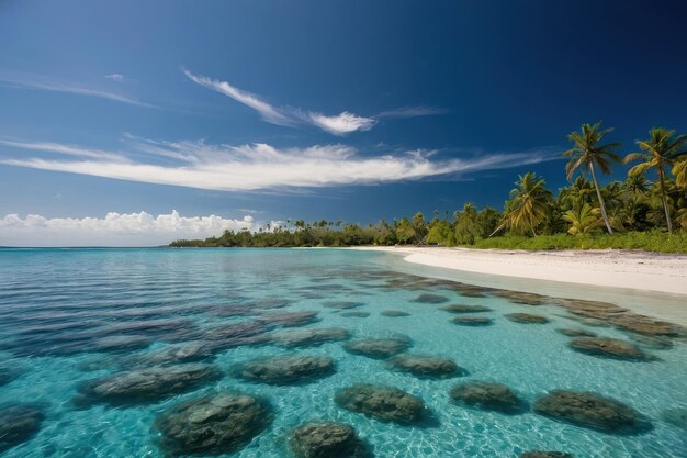 Un paraíso de playa tropical con aguas azules claras