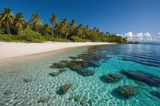 Un paraíso de playa tropical con aguas azules claras