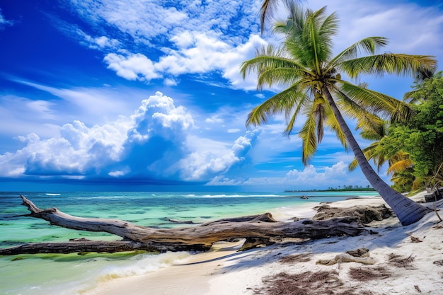 Paraíso de playa tropical con palmeras