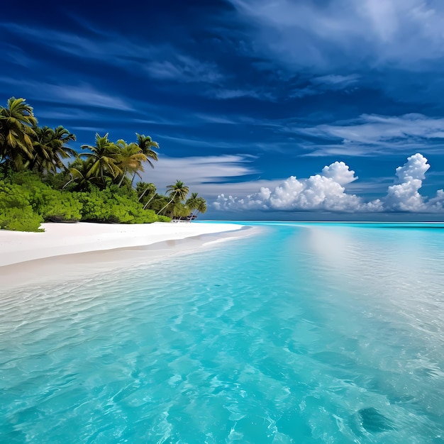 Paraíso tranquilo Belleza retroiluminada de las Maldivas