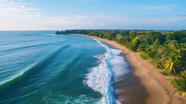 Paraíso tropical de praia de palmeiras de fundo