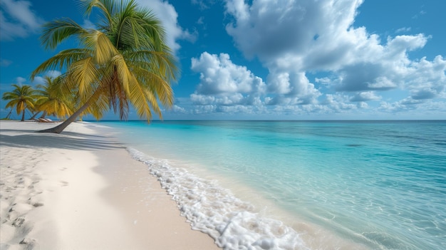 Paraíso tropical playa prístina con palmeras y aguas cristalinas