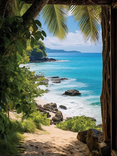 un paraíso tropical con vista al océano.