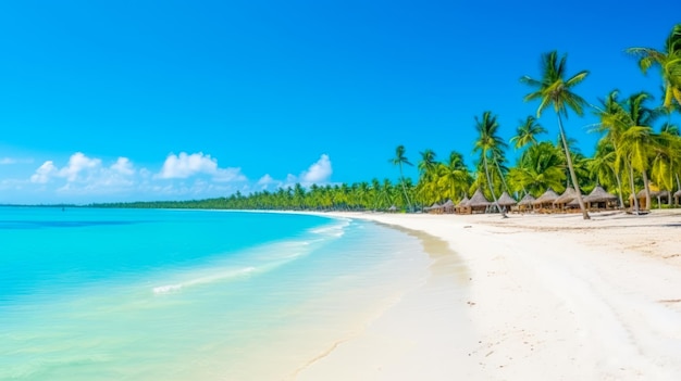 Paraíso Tropical Una Vista Panorámica de una Playa de Arena Blanca con Palmeras y Agua Turquesa