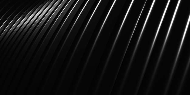 Parallele Linien Schwarze Kunststoffrohrstruktur Schwarze Kurve verzerrte Form Moderne abstrakte 3D