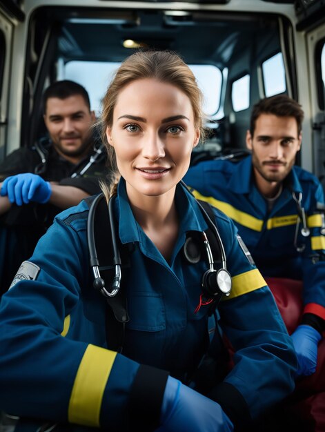 Paramedica feminina comprometida gerada pela IA