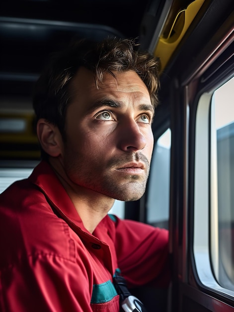 Foto paramédico masculino dedicado en servicio generado por la ia