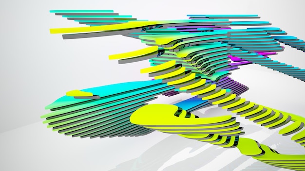 Foto parametrischer innenraum der abstrakten weißen und farbigen steigungsbrille mit fenster 3d