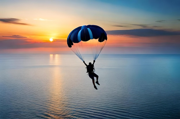 Un parapente está volando en el aire con un paracaídas.