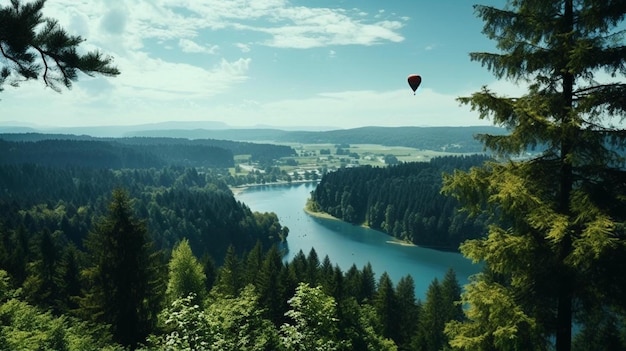 un parapente sobre el lago Achen un pintoresco lago alpino con aguas turquesas brillantes que ofrecen