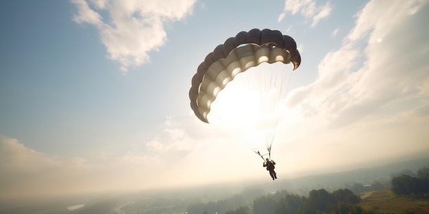 Paraquedismo Esporte de ação Paraquedistas ou paraquedistas em queda livre e descendo com pára-quedas Esporte do céu fundo