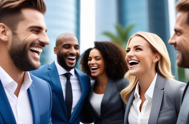 Foto parceiros de negócios sorrindo durante as negociações