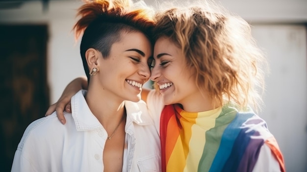 Parceiros orgulhosos são felizes juntos Conceição de LGBT