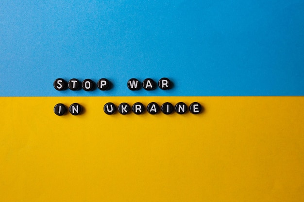 Foto pare a guerra na ucrânia conceito de parar os conflitos em curso no mundo isolado no fundo
