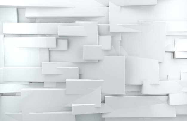 Pared abstracta blanca. arquitectura abstracta, pared abstracta blanca con cubos brillantes