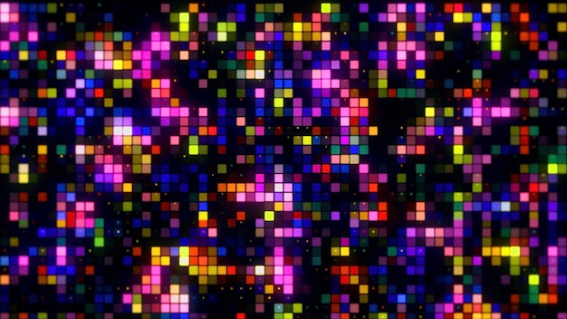 Pared abstracta con luces brillantes y parpadeantes en un concepto de movimiento de fiesta nocturna millones de