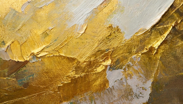 pared de arte de oro con textura con pinceladas abstractas y detalles de cuchillo de paleta que evocan la calidez y