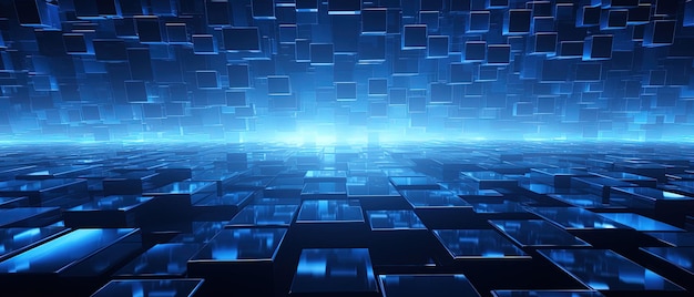 una pared azul de cubos con un fondo azul