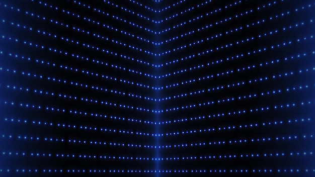 Una pared azul con una fila de luces en el medio.