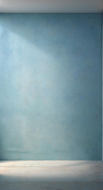 una pared azul con una luz en ella