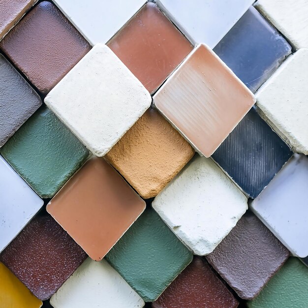 una pared de azulejos coloridos con azulejos de colores y uno de colores que dice cita mosaico cita