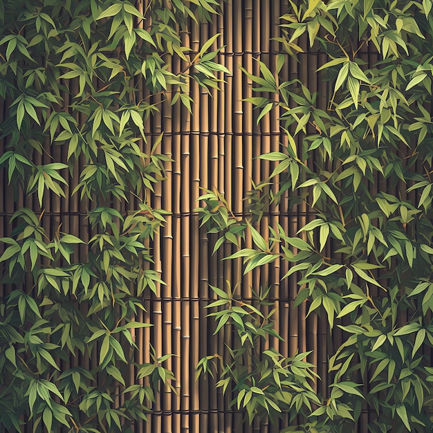 Foto una pared de bambú con un bambú que tiene un marco de bambú