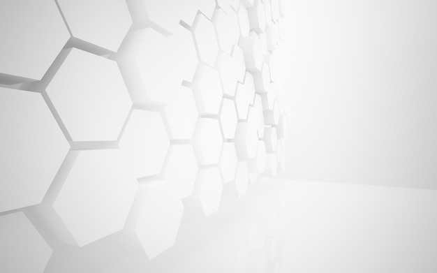 Una pared blanca con hexágonos y un fondo blanco.