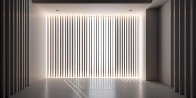 Una pared blanca con líneas verticales en una habitación.
