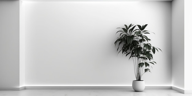 pared blanca minimalista interior fondo plantas decoracion