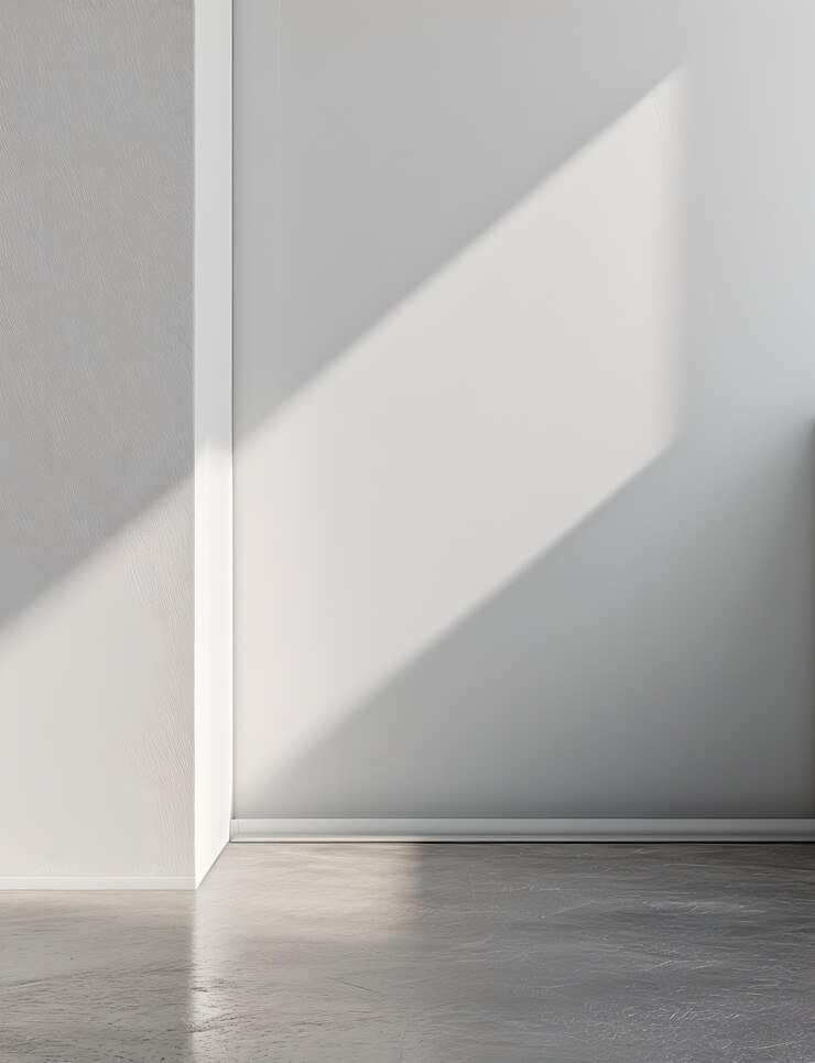 Pared blanca minimalista con reflejos de luz solar Escena interior limpia y brillante moderna para el diseño
