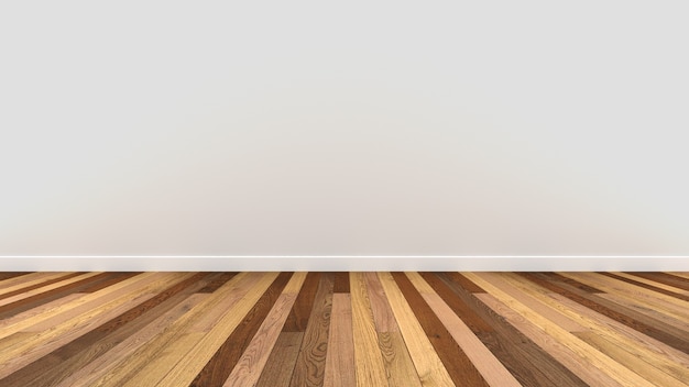 Foto pared blanca y piso de baldosas de madera