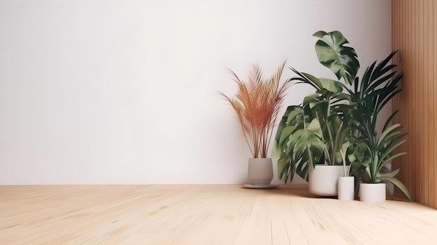 Una pared blanca con plantas en ella