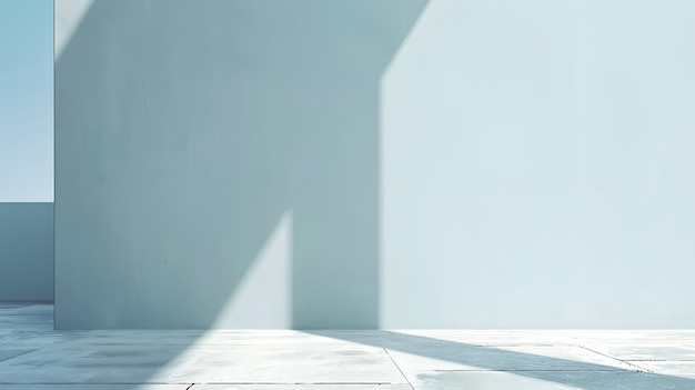 Una pared blanca con una sombra de una pared blanca y una sombra de un edificio
