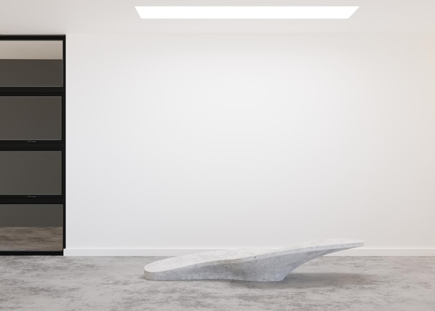 Pared blanca vacía en la galería de arte moderno Interior simulado en estilo minimalista Espacio de copia libre para el texto de la imagen de su obra de arte u otro diseño Espacio de exposición vacío Representación 3D