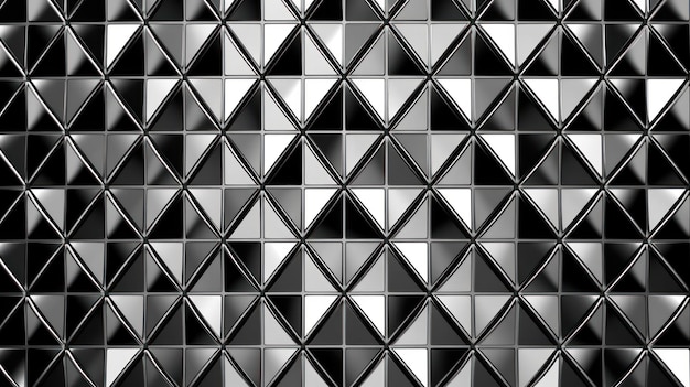 Una pared en blanco y negro con un patrón de diamantes.