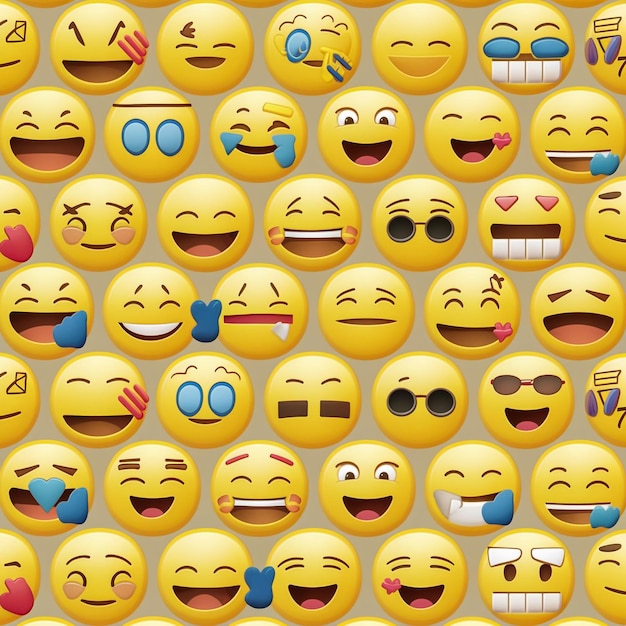 una pared de caras sonrientes amarillas con las palabras "Feliz cumpleaños"