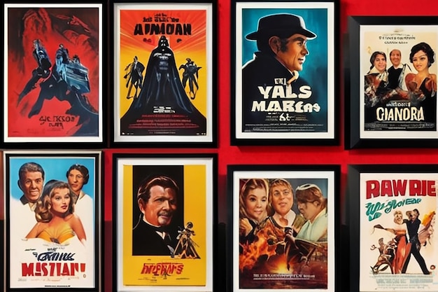 Pared de carteles de películas antiguas