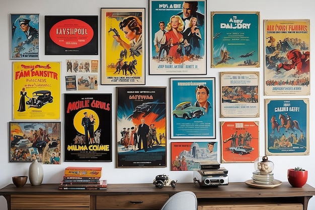 Pared de carteles de películas antiguas